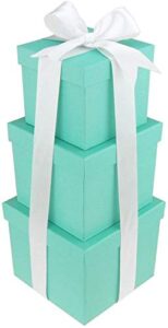 homeford robin’s egg blue nested square gift boxes with ribbon, 5, 6 and 7-inch, 3-piece
