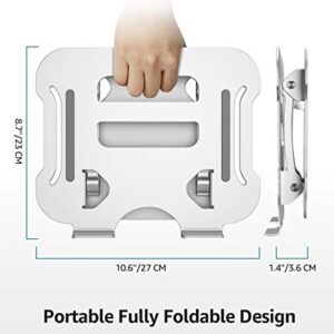 【2022 New】Laptop Stand for Desk, FRIEET Aluminum Ergonomic Laptop Riser with Heat Vent, Adjustable Height Foldable Computer Stand Holder Compatible with 10''-18" MacBook Air/Pro,Lenovo Dell HP, Silver