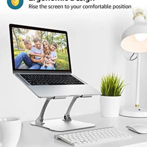 【2022 New】Laptop Stand for Desk, FRIEET Aluminum Ergonomic Laptop Riser with Heat Vent, Adjustable Height Foldable Computer Stand Holder Compatible with 10''-18" MacBook Air/Pro,Lenovo Dell HP, Silver