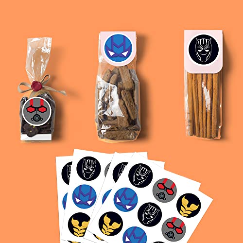 24Set Superhero Party Bags, Superhero Bags Candy Gift Bags Kraft Paper Bags，with Superhero Theme Sticker, For Superhero Theme Birthday Party