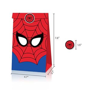 24Set Superhero Party Bags, Superhero Bags Candy Gift Bags Kraft Paper Bags，with Superhero Theme Sticker, For Superhero Theme Birthday Party