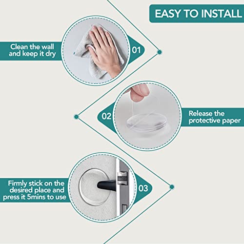 Door Stoppers Wall Protector, 6PCS Etybetopstar Reusable Door Bumper with Self Strong Adhesive, Quiet, Shock Absorbent Gel for Home, Office, Wall Protector from Door Knobs (Round 1.57inch, Clear)