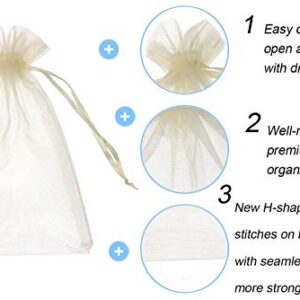 SumDirect 100Pcs 4x6inch Sheer Drawstring Organza Jewelry Pouches Wedding Party Christmas Favor Gift Bags (Beige)