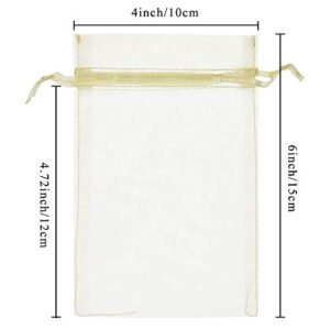 SumDirect 100Pcs 4x6inch Sheer Drawstring Organza Jewelry Pouches Wedding Party Christmas Favor Gift Bags (Beige)