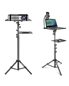 mercase projector tripod stand with 2 shelves adjustable height 31 to 57 inch,foldable laptop tripod stand,portable projector stand for laptop, projector