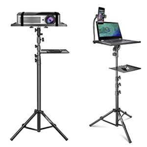 Mercase Projector Tripod Stand with 2 Shelves Adjustable Height 31 to 57 Inch,Foldable Laptop Tripod Stand,Portable Projector Stand for Laptop, Projector