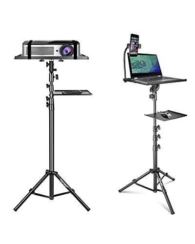 Mercase Projector Tripod Stand with 2 Shelves Adjustable Height 31 to 57 Inch,Foldable Laptop Tripod Stand,Portable Projector Stand for Laptop, Projector