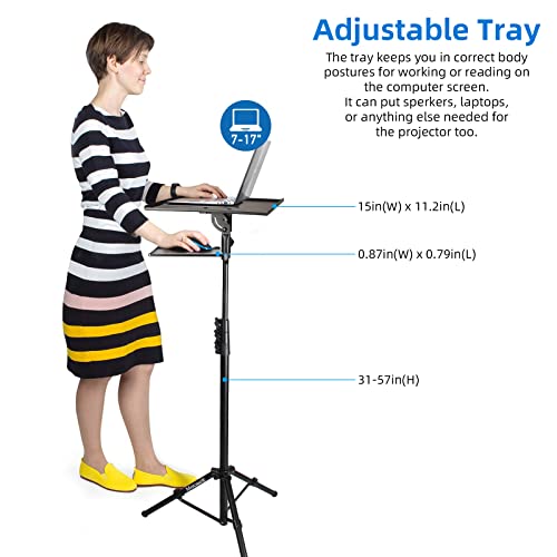 Mercase Projector Tripod Stand with 2 Shelves Adjustable Height 31 to 57 Inch,Foldable Laptop Tripod Stand,Portable Projector Stand for Laptop, Projector