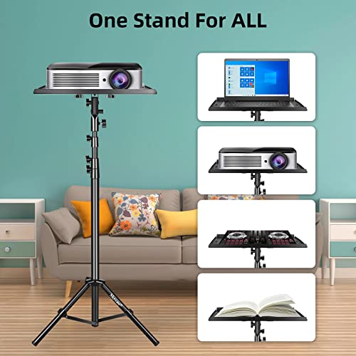 Mercase Projector Tripod Stand with 2 Shelves Adjustable Height 31 to 57 Inch,Foldable Laptop Tripod Stand,Portable Projector Stand for Laptop, Projector