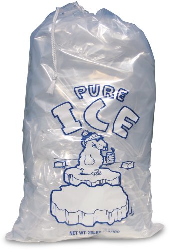 TFD Supplies 20 ea. 20lb Clear Ice Bag with Drawstring