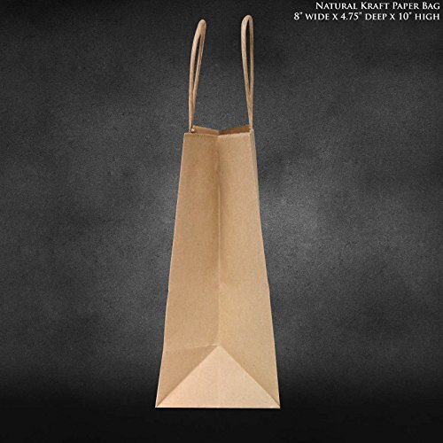 Flexicore Packaging Brown Kraft Paper Bags Size: 8 Inch X 4.75 Inch x 10.25 Inch | Count: 50 Bags | Color: Brown