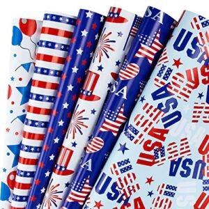 wrapaholic wrapping paper sheet – memorial day, 4th of july design for birthday, holiday, wedding, baby shower – 1 roll contains 6 sheets – 17.5 inch x 39.3 inch per sheet