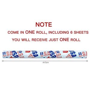 WRAPAHOLIC Wrapping Paper Sheet - Memorial Day, 4th of July Design for Birthday, Holiday, Wedding, Baby Shower - 1 Roll Contains 6 Sheets - 17.5 inch X 39.3 inch Per Sheet