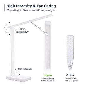 Lepro LED Desk Lamp, Metal Desk Light 9W 550lm, Dimmable Home Office Desktop Lamp Touch Control, 3 Color Modes, 5-Level Dimmer, Eye Caring Task Lamp for Study, Reading, Crafting, Sewing, Computer Work