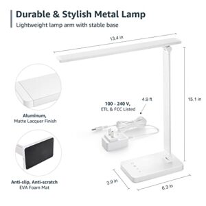 Lepro LED Desk Lamp, Metal Desk Light 9W 550lm, Dimmable Home Office Desktop Lamp Touch Control, 3 Color Modes, 5-Level Dimmer, Eye Caring Task Lamp for Study, Reading, Crafting, Sewing, Computer Work