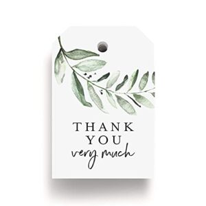 bliss collections thank you gift tags, rustic greenery, thank you very much gift tags for weddings, bridal showers, birthdays, parties, baby showers, wedding favors or special events, 2″x3″ (50 tags)