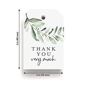 Bliss Collections Thank You Gift Tags, Rustic Greenery, Thank You Very Much Gift Tags for Weddings, Bridal Showers, Birthdays, Parties, Baby Showers, Wedding Favors or Special Events, 2"x3" (50 Tags)