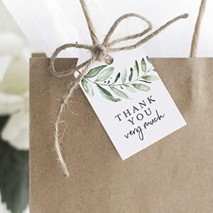 Bliss Collections Thank You Gift Tags, Rustic Greenery, Thank You Very Much Gift Tags for Weddings, Bridal Showers, Birthdays, Parties, Baby Showers, Wedding Favors or Special Events, 2"x3" (50 Tags)