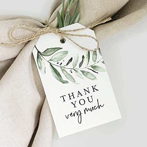 Bliss Collections Thank You Gift Tags, Rustic Greenery, Thank You Very Much Gift Tags for Weddings, Bridal Showers, Birthdays, Parties, Baby Showers, Wedding Favors or Special Events, 2"x3" (50 Tags)