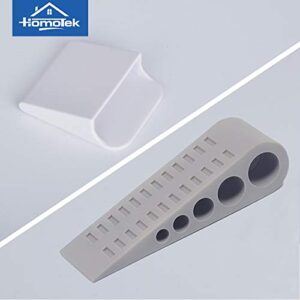 HOMOTEK 2 Pack Wedge Rubber Door Stops Door Chucks Stoppers Wall Protector for Floor & Bottom of Door with Self Adhesive White Holder, 5"x1-9/16"x1-5/16" (Gray)