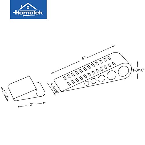 HOMOTEK 2 Pack Wedge Rubber Door Stops Door Chucks Stoppers Wall Protector for Floor & Bottom of Door with Self Adhesive White Holder, 5"x1-9/16"x1-5/16" (Gray)