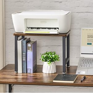 HOMCENES Printer Stand, Industrial Printer Table Rack, Mobile Printer Cart with Adjustable Feet Under Desk, Desktop Organizer Table, Sturdy Little Printer Desk, for Printer, Scanner, Fax, Home Office