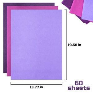 MR FIVE 60 Sheets Gift Tissue Paper Bulk,20" x 14",Tissue Paper for Gift Bags,DIY and Crafts,Gift Wrapping Tissue Paper for Fall Halloween Birthday Wedding Holiday, 3 Colors (Purple)