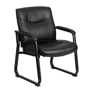 flash furniture hercules series big & tall 500 lb. rated black leathersoft executive side reception chair with sled base