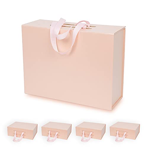 Pearz Rose Gold Gift Box - Magnetic Gift Box with Lid | 10.3x7.1x3.14 Inches | Collapsible Glossy Gift Boxes for Presents | Bridesmaid Gift Boxes with lids (Pack of 5)