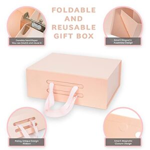 Pearz Rose Gold Gift Box - Magnetic Gift Box with Lid | 10.3x7.1x3.14 Inches | Collapsible Glossy Gift Boxes for Presents | Bridesmaid Gift Boxes with lids (Pack of 5)