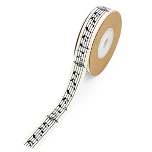 10 yards printed music note cotton ribbon apparel hemming gift box packaging gardening home gifts decoration fabric materials wide 1.5cm