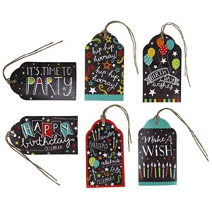 iconikal happy birthday tie-on gift tags, 60-count