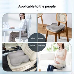 Seat Cushion for Office Chair, Non-Slip Chair Seat Cushions for Tailbone Pain, Lower Back Sciatica Pain Relief, Memory Foam Coccyx Cushion Butt Pillow for Office Chair, Car, Wheelchair (Grey)