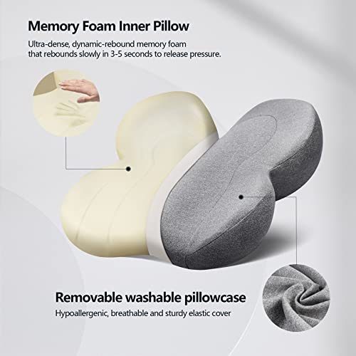 Seat Cushion for Office Chair, Non-Slip Chair Seat Cushions for Tailbone Pain, Lower Back Sciatica Pain Relief, Memory Foam Coccyx Cushion Butt Pillow for Office Chair, Car, Wheelchair (Grey)