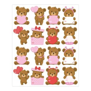 15pcs valentine’s day gift wrapping stickers valentines bear gift tags stickers decoration, valentines name writable labels decals party supplies package envelope seals cards decoration