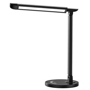 soysout led desk lamp, eye-caring table lamp with usb charging port, 5 lighting modes with 7 brightness levels, touch control, 12w (black)