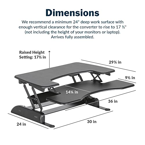 Vari - VariDesk Pro Plus 36 - Dual Monitor Standing Desk Converter - Adjustable Desk Riser with 11 Height Settings - Stand Up Home Office Workstation - Rising Desk with Spring Loaded Lift (Black)