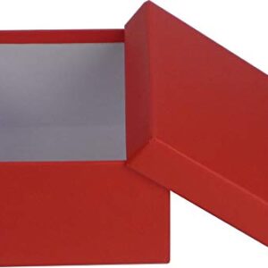 Cypress Lane Square Rigid Gift Box, a Nested Set of 4, 3.5x3.5x2 to 6x6x4 inches (Red)