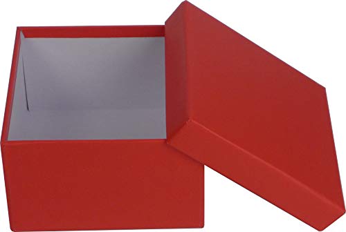 Cypress Lane Square Rigid Gift Box, a Nested Set of 4, 3.5x3.5x2 to 6x6x4 inches (Red)