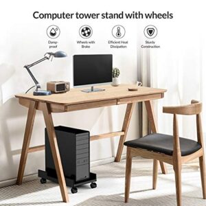ORICO Computer Tower Stand, Mobile CPU Holder with 4 Caster Wheels Fits for Most Computer Tower, Gaming PC, Printer, Under Desk PC Holder (Black)