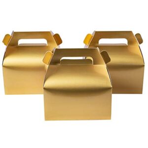 one more 50-pack gable metallic gold candy treat boxes,small goodie gift boxes for wedding and birthday party favors box 6.2 x 3.5 x 3.5 inch