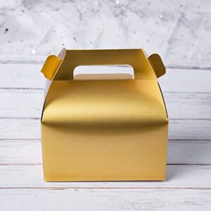 ONE MORE 50-Pack Gable Metallic Gold Candy Treat Boxes,Small Goodie Gift Boxes for Wedding and Birthday Party Favors Box 6.2 x 3.5 x 3.5 inch