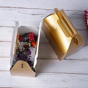 ONE MORE 50-Pack Gable Metallic Gold Candy Treat Boxes,Small Goodie Gift Boxes for Wedding and Birthday Party Favors Box 6.2 x 3.5 x 3.5 inch