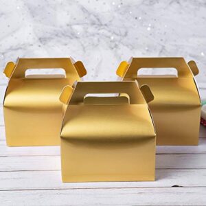 ONE MORE 50-Pack Gable Metallic Gold Candy Treat Boxes,Small Goodie Gift Boxes for Wedding and Birthday Party Favors Box 6.2 x 3.5 x 3.5 inch