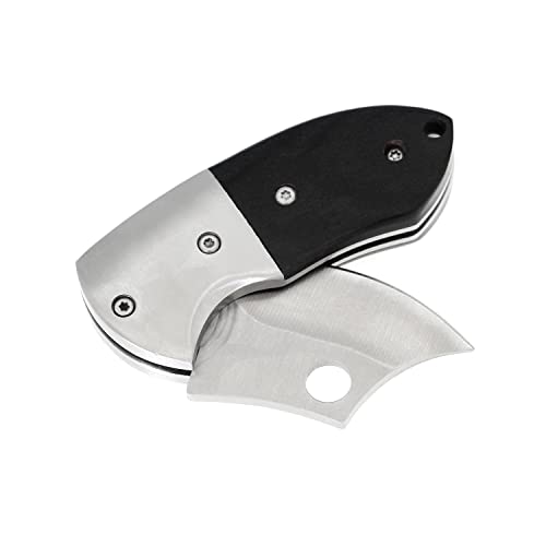 BYKCO Small Unique Knife, Fold-able Knife, Pocket Knives, Black Wood Handle, Unique Compact Portable Mini Little Folding Knife Gift-able for Men Women