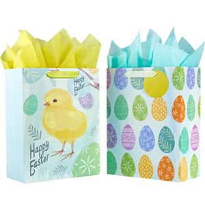 suncolor 2 pack 13″ large easter gift bags for kids