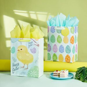 SUNCOLOR 2 Pack 13" Large Easter Gift Bags for Kids