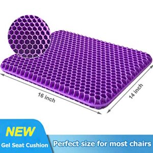 Gel Seat Cushion, Double Thick Egg Gel Cushion for Pressure Pain Relief, Breathable Wheelchair Cushion Chair Pads for Car Seat Office Chair (Voilet)