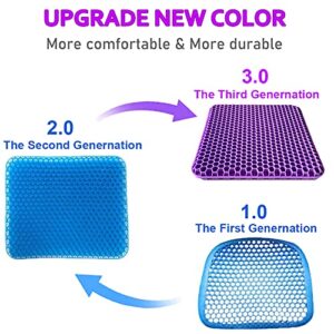 Gel Seat Cushion, Double Thick Egg Gel Cushion for Pressure Pain Relief, Breathable Wheelchair Cushion Chair Pads for Car Seat Office Chair (Voilet)