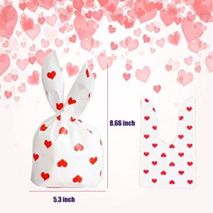 Ausejopeac 50 Pieces Valentines Day Heart Candy Bags Red Love Heart Candy Bags for Valentine's Day, Jewelry Packaging, Wedding Party